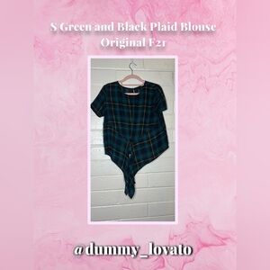 Women’s Green and Black Plaid Blouse